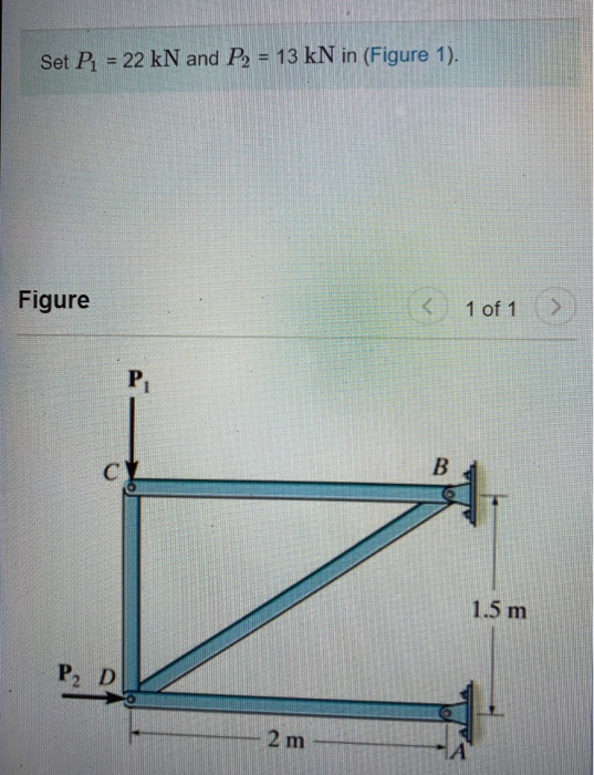 Solved Set P1 = 22 KN And P2 = 13 KN In (Figure 1). Figure