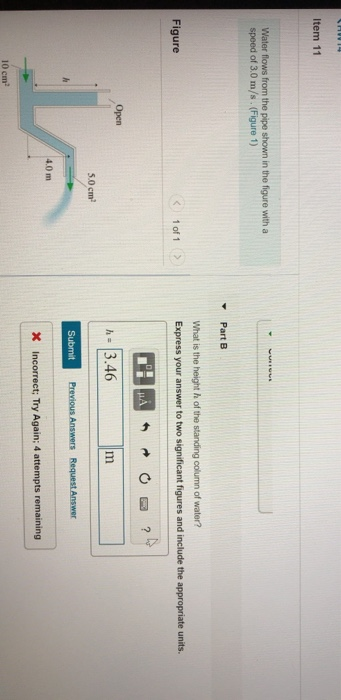 Solved Item 11 Water flows from the pipe shown in the figure | Chegg.com