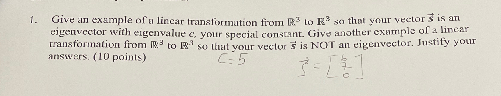 Give an example of a linear transformation from R3 | Chegg.com