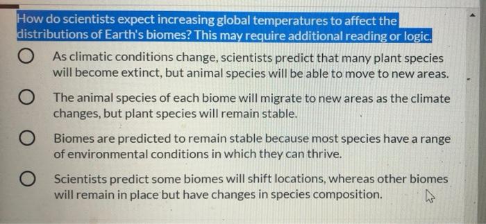 Solved How Do Scientists Expect Increasing Global | Chegg.com