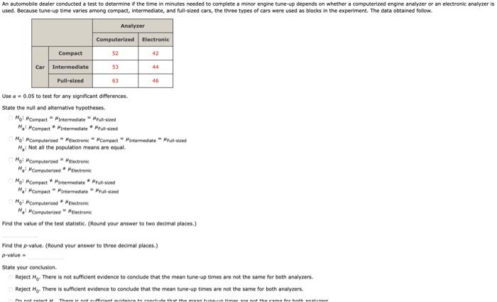 Solved Use a =0.05 to test for any significant differences. | Chegg.com
