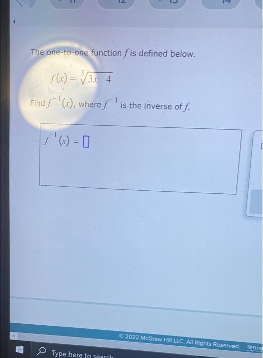 Solved 14 The one-to-one function fis defined below. f(x) = | Chegg.com