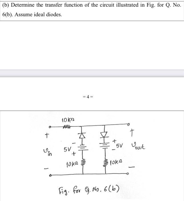 Solved (b) Determine the transfer function of the circuit | Chegg.com