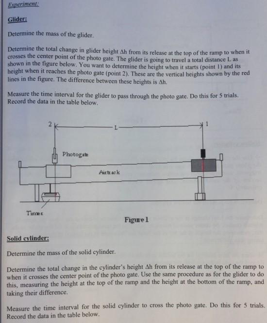 Solved Experiment Glider Determine the mass of the glider