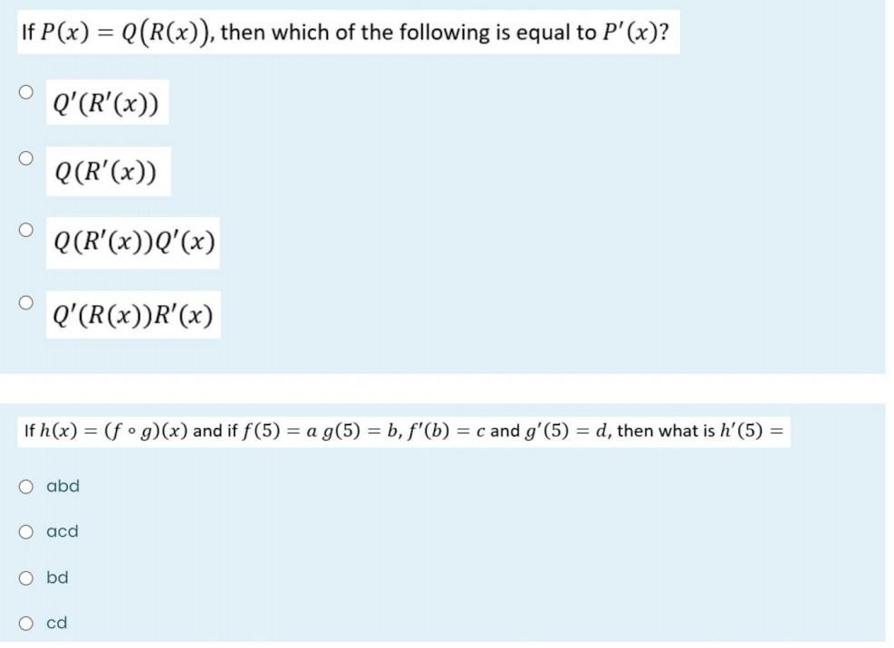 Solved Differential Calculus Just State The Correct Optio Chegg Com