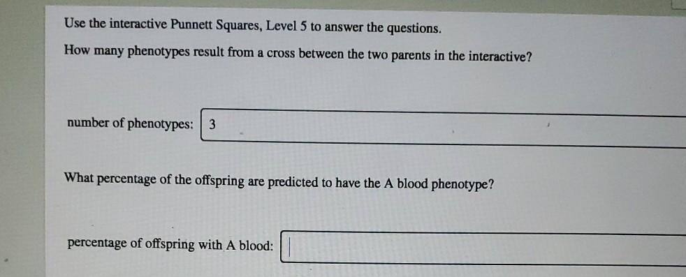 Solved Use the interactive Punnett Squares, Level 5 to | Chegg.com