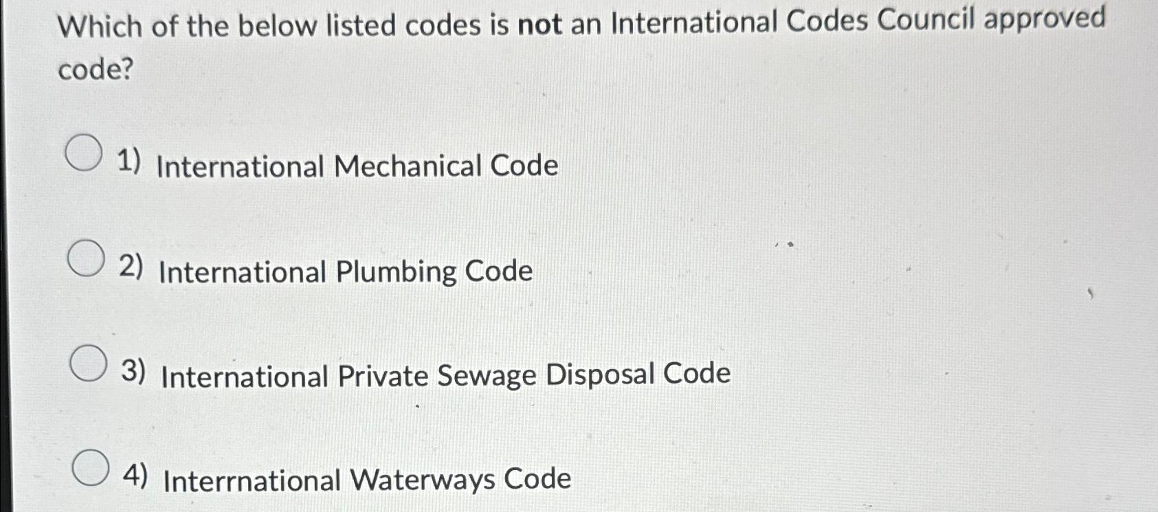 Solved Which of the below listed codes is not an | Chegg.com