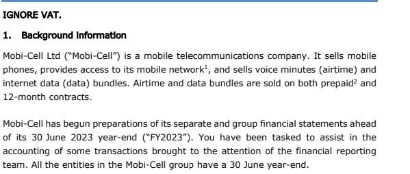 Solved 1. Background information Mobi-Cell Ltd (Mobi-Cell)