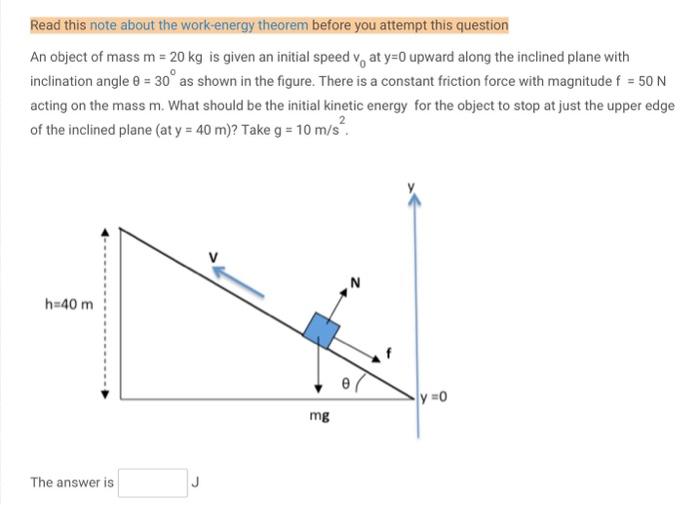 Solved Read This Note About The Work-energy Theorem Before | Chegg.com