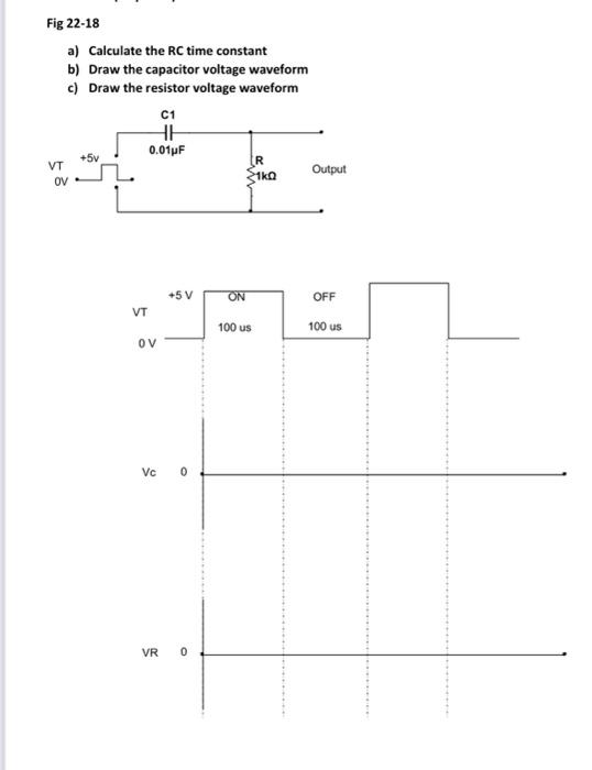 Solved Fig 22-18 a) Calculate the RC time constant b) Draw | Chegg.com
