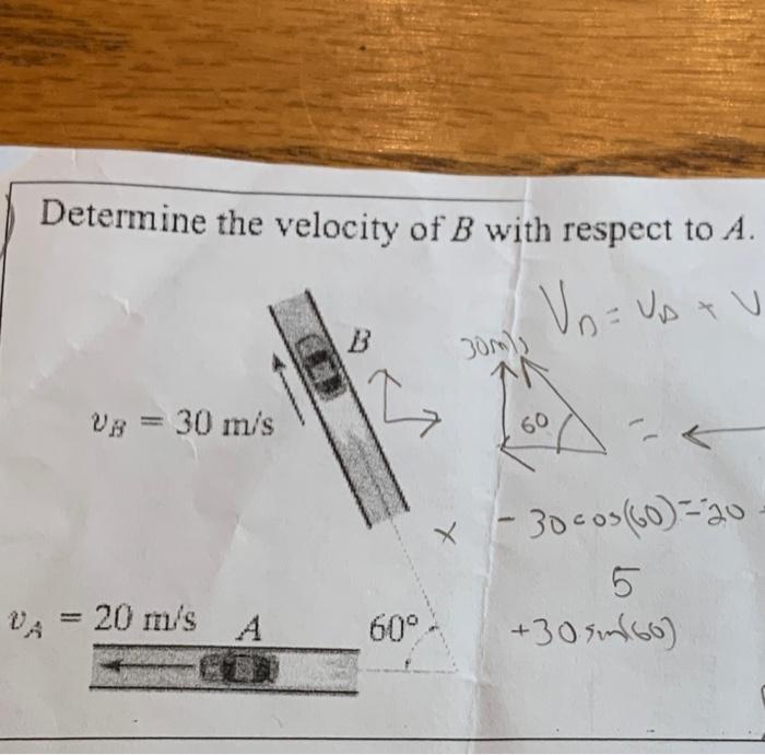 Solved Determine the velocity of B with respect to A. Vo=Up | Chegg.com