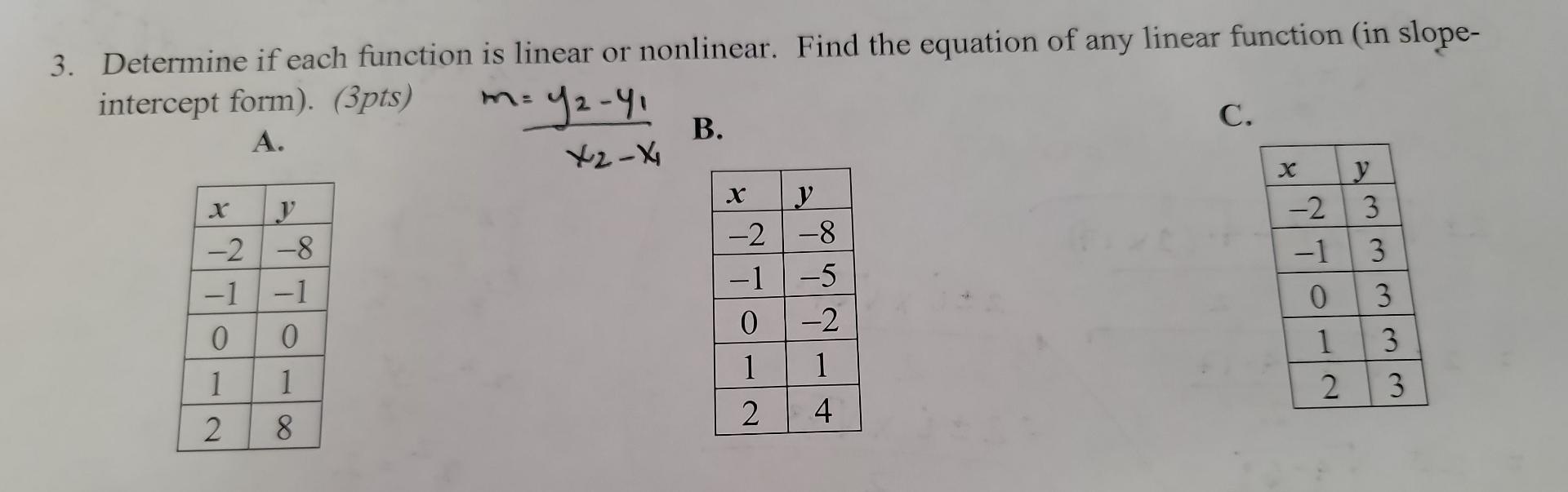 how to find the slope of a non linear function
