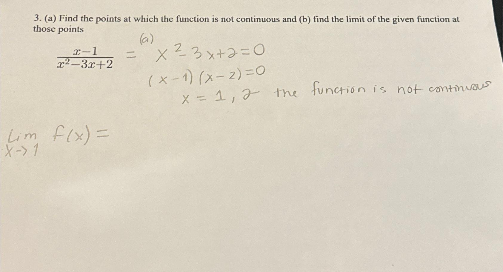 Solved (a) ﻿Find the points at which the function is not | Chegg.com