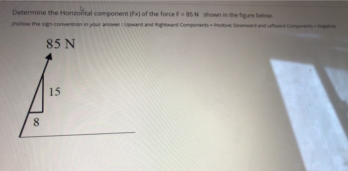 Solved Determine the Horizontal component (Fx) of the force | Chegg.com
