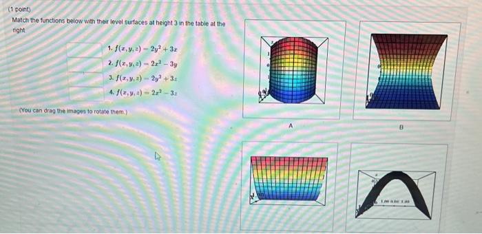 Solved Match the functions below with their level surfaces | Chegg.com