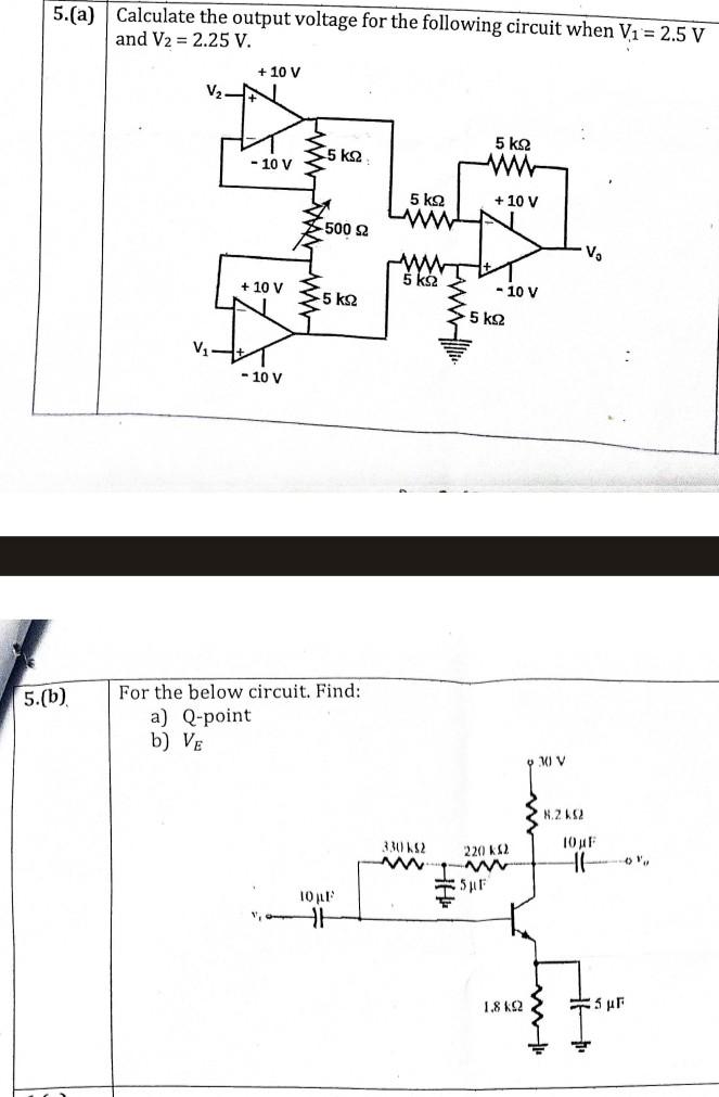 Solved (a) Calculate The Output Voltage For The Following | Chegg.com