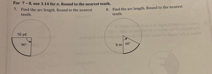 Solved For 7-8, use 3.14 for 1. Round to the nearest tenth. | Chegg.com