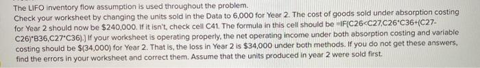 Solved The LIFO inventory flow assumption is used throughout Chegg com