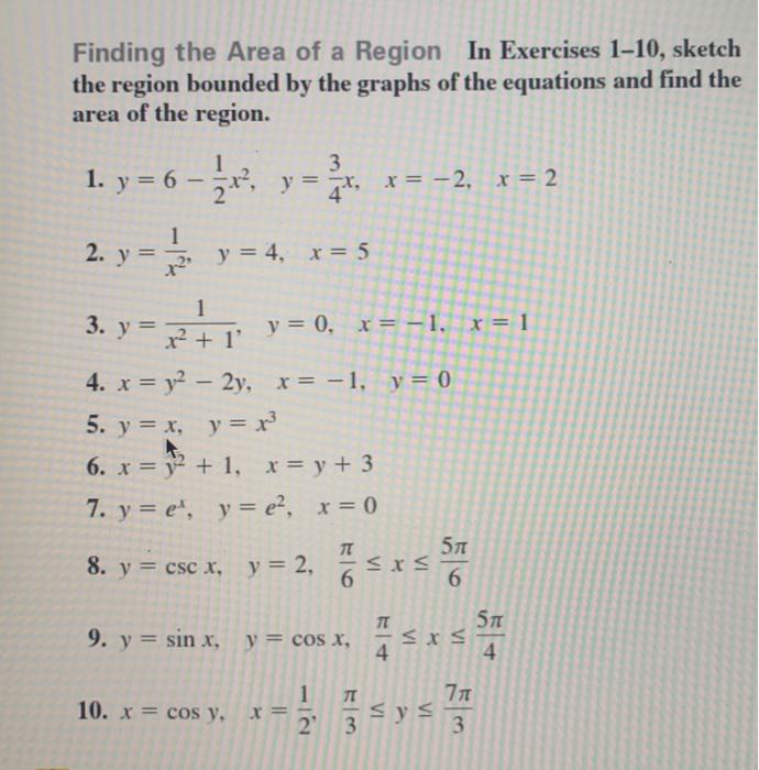 Solved Finding the Area of a Region In Exercises 1-10, | Chegg.com