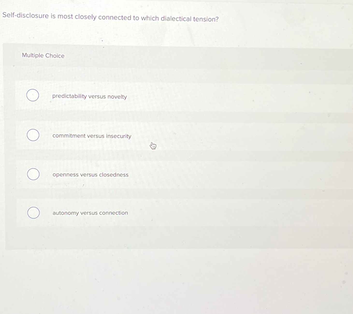 Solved Selfdisclosure is most closely connected to which