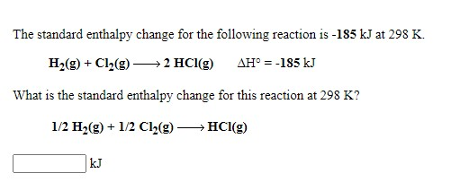 Solved The standard enthalpy change for the following | Chegg.com