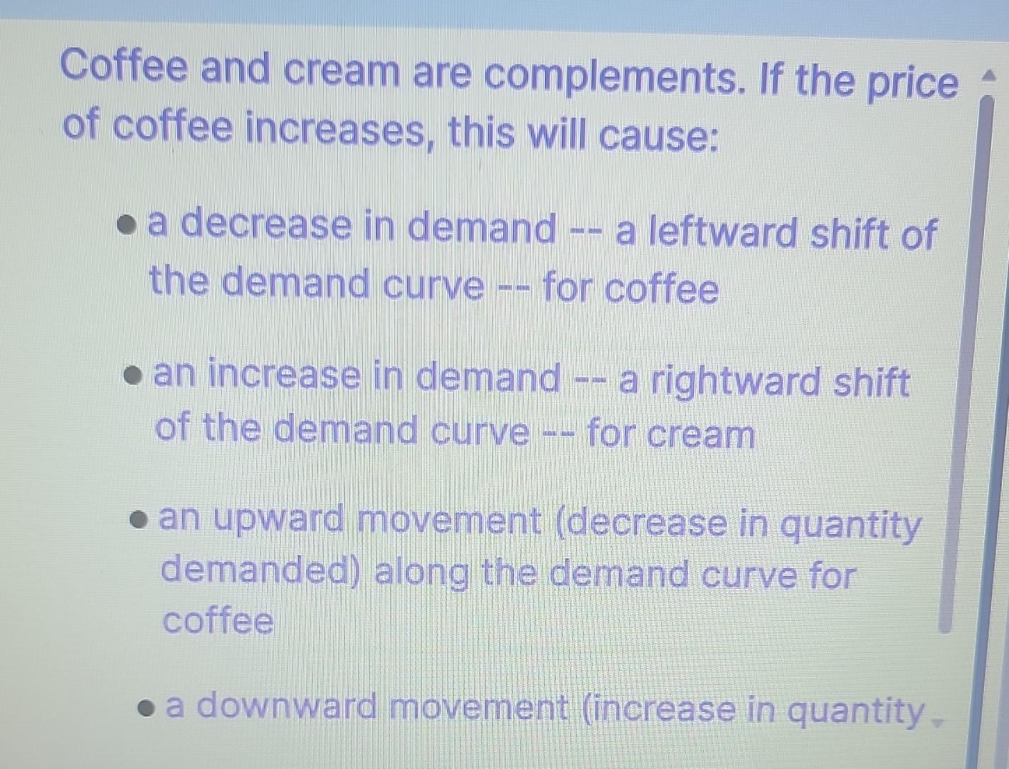 Solved Coffee and cream are complements. If the price of