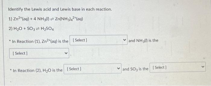 Solved Identify the Lewis acid and Lewis base in each | Chegg.com