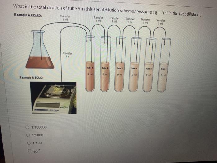 Solved What is the total dilution of tube 5 in this serial