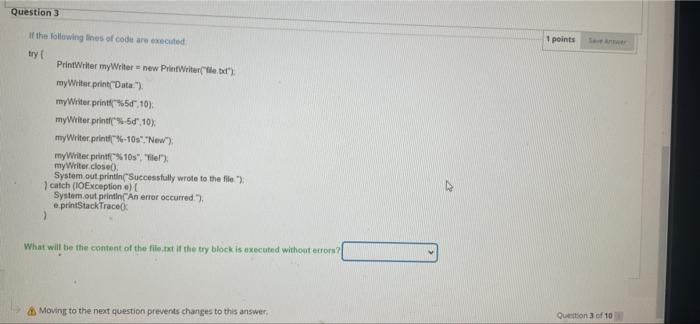 Solved Question 3 1 points If the following lines of code | Chegg.com
