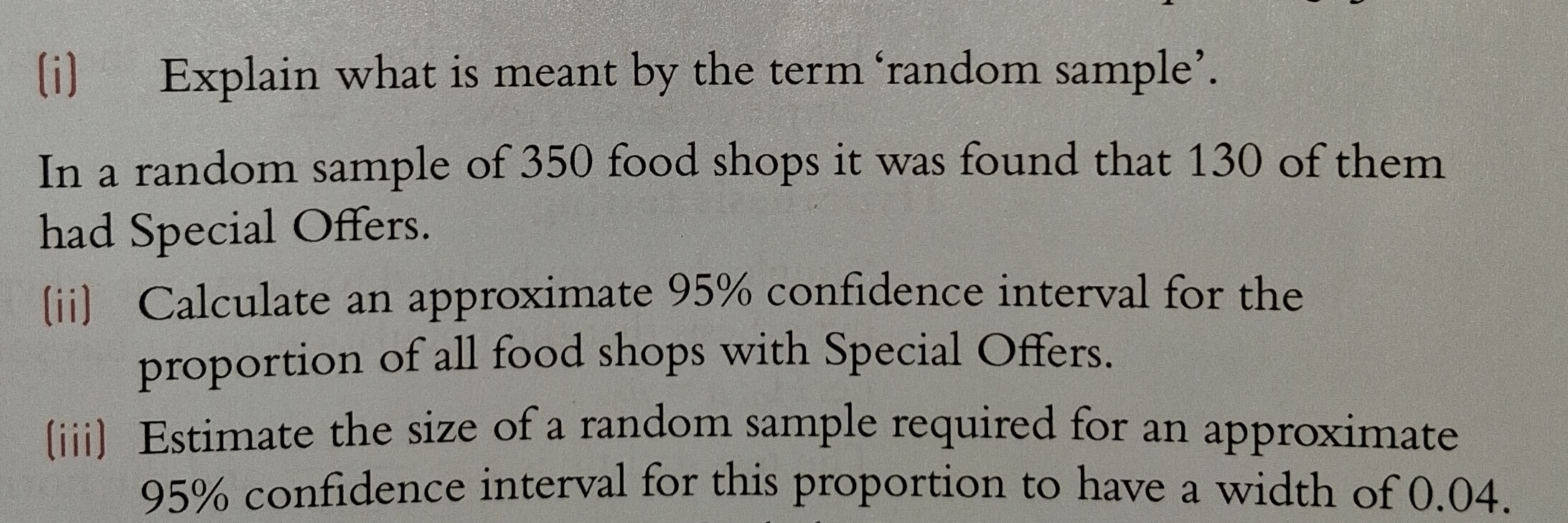 Solved (i) ﻿Explain what is ﻿meant by ﻿the term 'random | Chegg.com