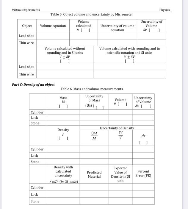 Table 5 Object volume and uncertainty by Micrometer