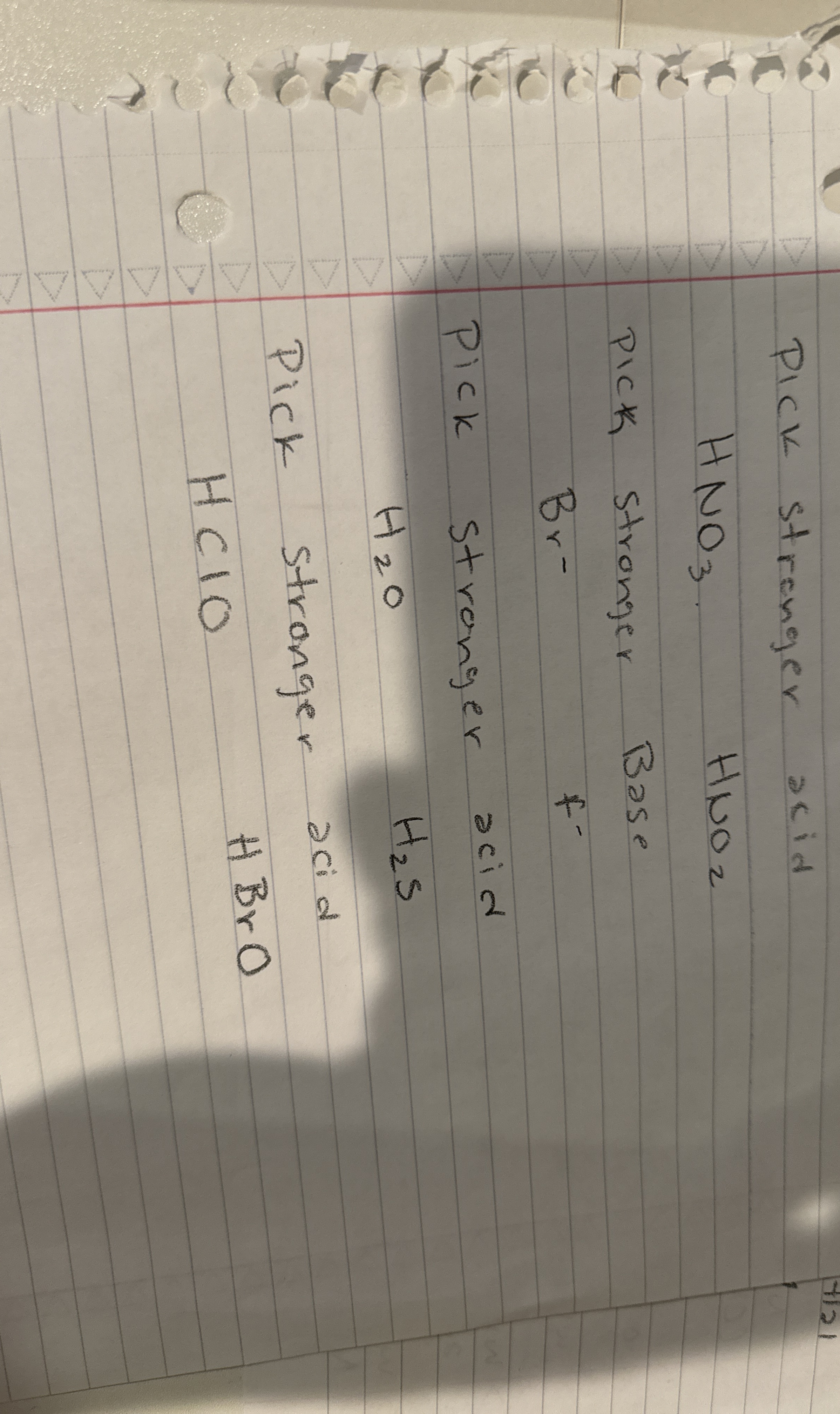Solved Plck strenger acidHNO3,HNO2Pick stronger | Chegg.com
