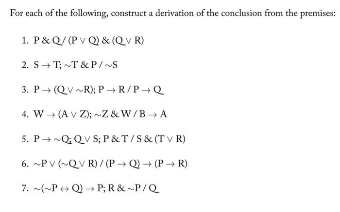 Solved For each of the following, construct a derivation of | Chegg.com