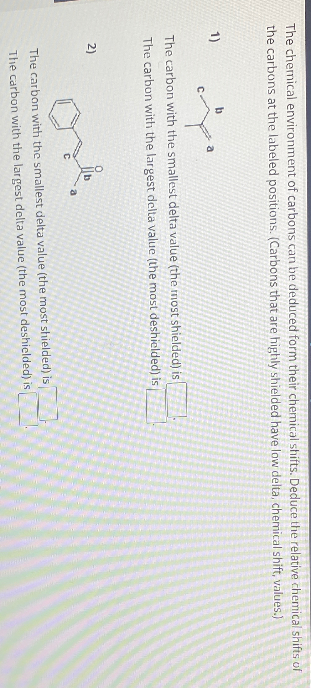 Solved The chemical environment of carbons can be deduced | Chegg.com