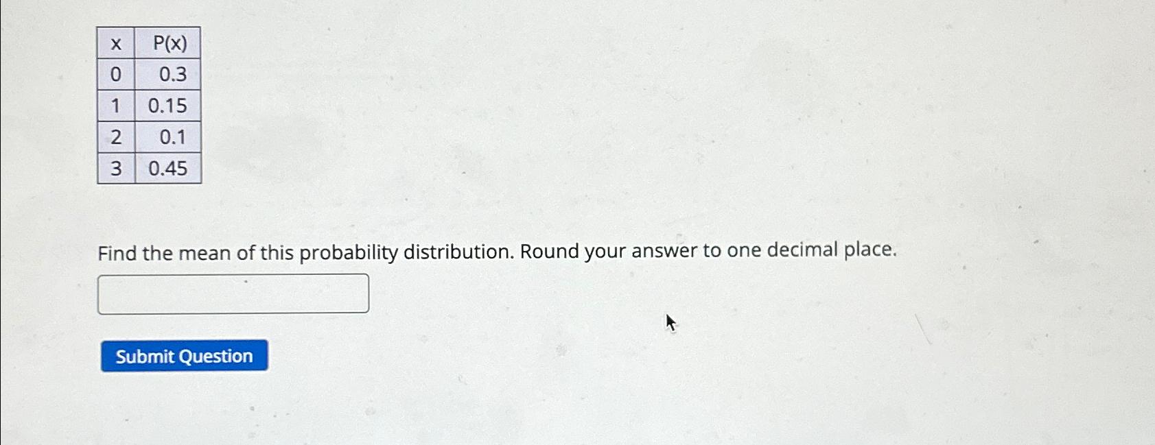 Solved \table[[x,P(x) | Chegg.com