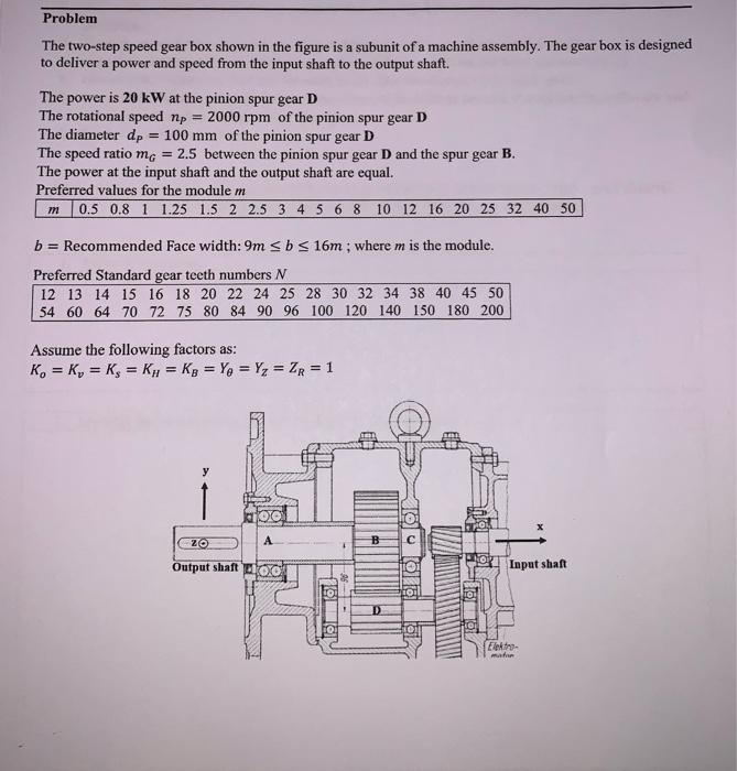 Problem The two-step speed gear box shown in the | Chegg.com