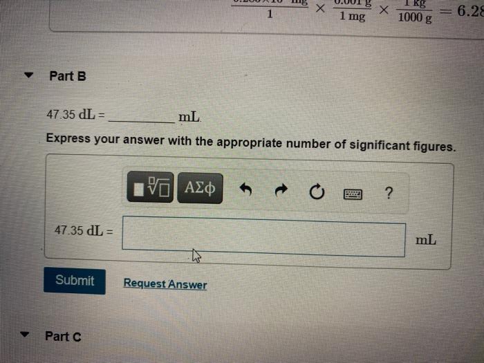 Solved H 1 H Ikg 1 Mg 1000 G 6 28 Part B 47 35 Dl Ml Chegg Com