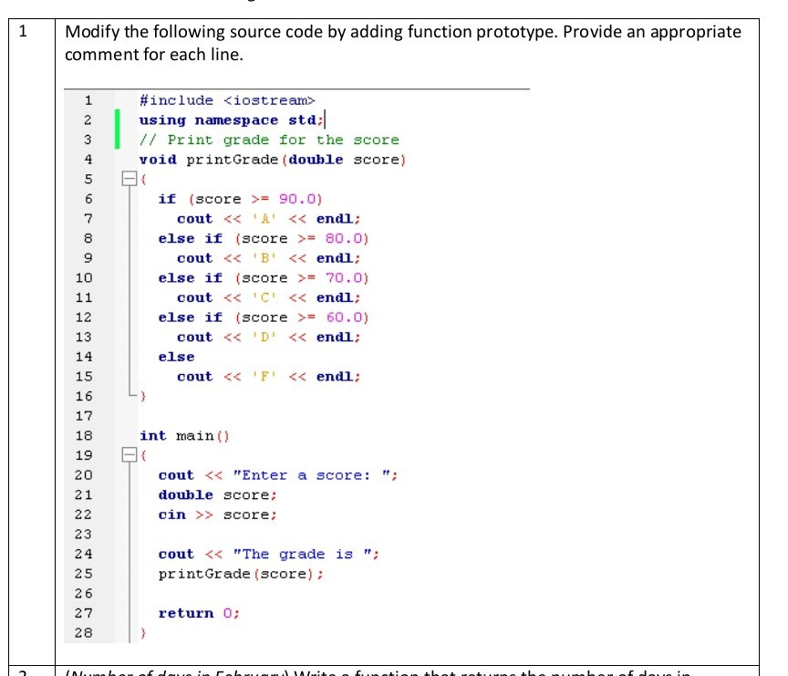 Solved 1 Modify the following source code by adding function | Chegg.com