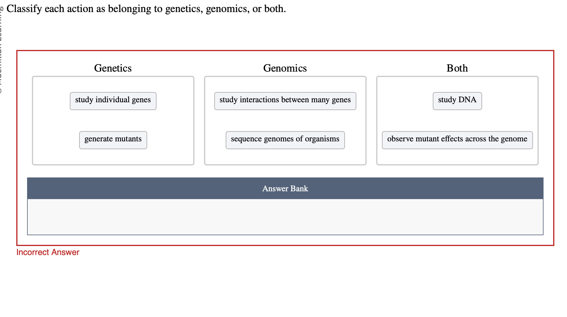 Solved Classify each action as belonging to genetics, | Chegg.com