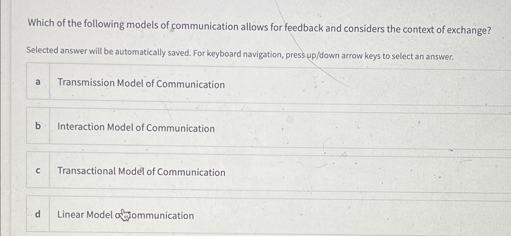 Solved Which of the following models of communication allows | Chegg.com