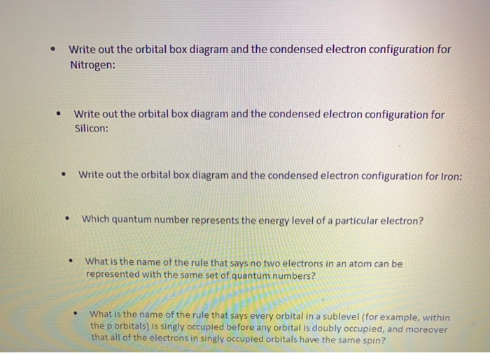 Solved Write out the orbital box diagram and the condensed | Chegg.com