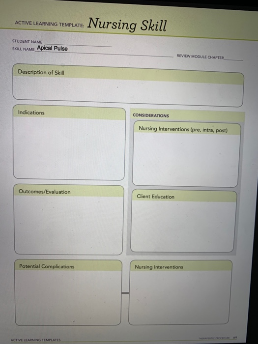 Solved ACTIVE LEARNING TEMPLATE: Nursing Skill STUDENT NAME | Chegg.com