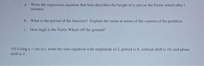 [Solved]: a. Write the regression equation that best descri