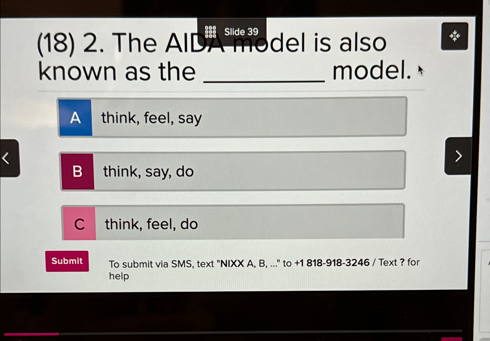 Solved known as the model.A think, feel, sayB think, say, | Chegg.com