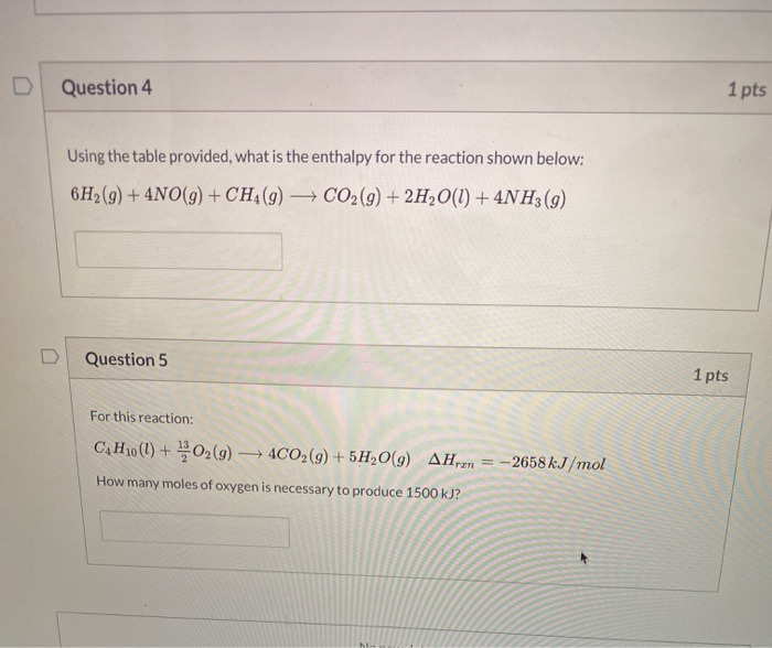 Solved Question 4 1 pts Using the table provided, what is | Chegg.com