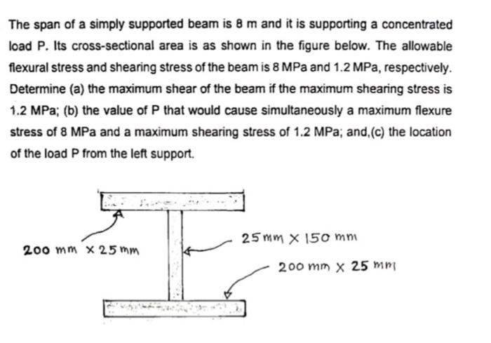 Solved The span of a simply supported beam is 8 m and it is | Chegg.com
