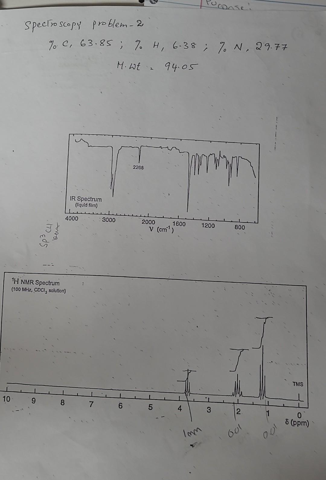 Solved Spectroscopy Problem-2 %C,63.85;%H,6.38;% | Chegg.com