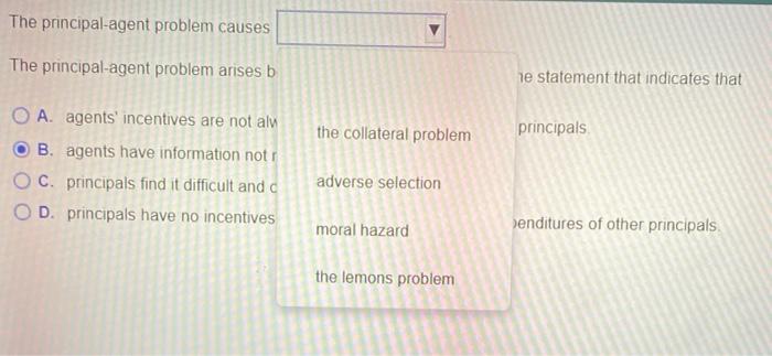 Solved The Principal-agent Problem Causes The | Chegg.com