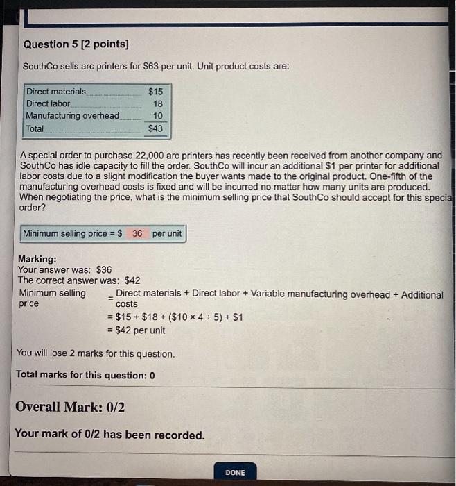 Solved SouthCo sells arc printers for 63 per unit. Unit