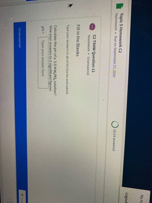 Solved My Ac Logout Topic 5 Homework C2 Homework - Due on | Chegg.com
